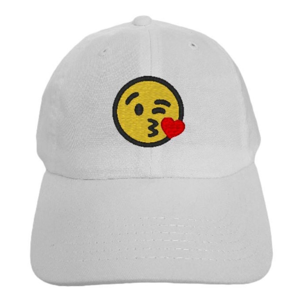 Face Blowing a Kiss Emoji Dad Hat